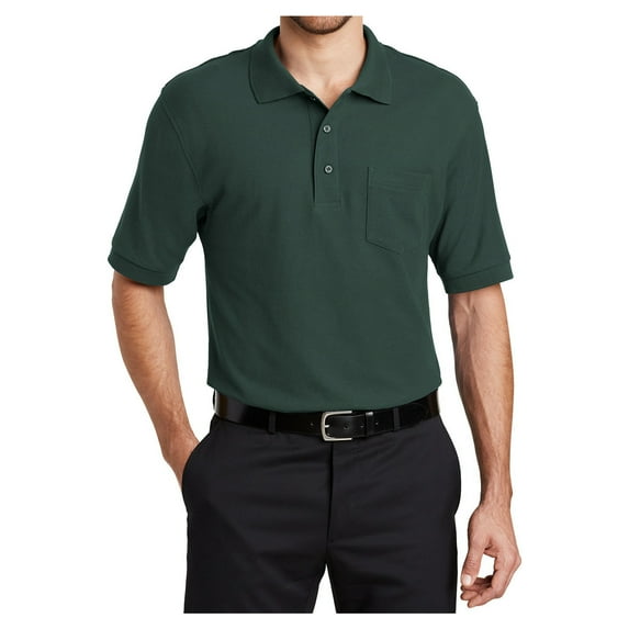 Mens Silk Touch Polyester/Cotton Polo with Pocket Dark Green 2X-Large