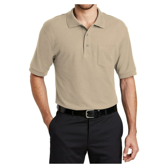 Mens Silk Touch Polyester/Cotton Polo with Pocket Stone X-Large