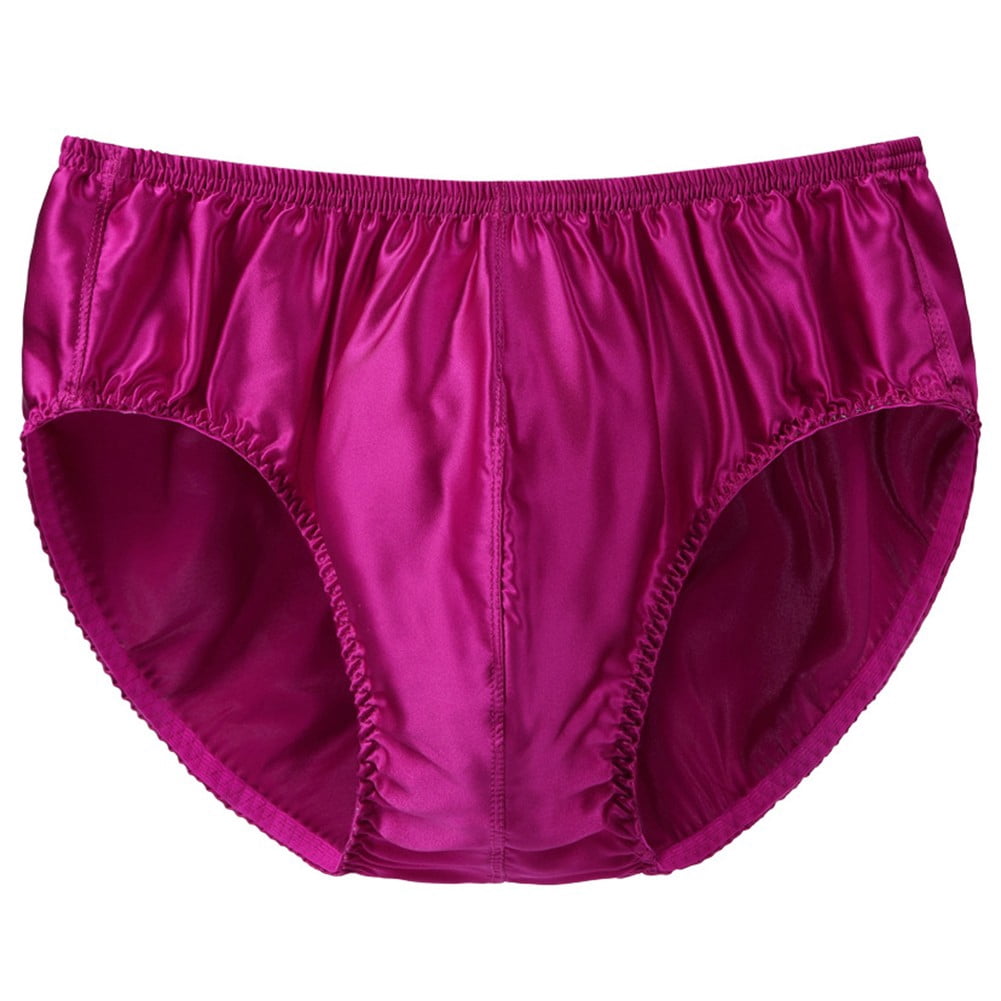 Mens Silk Underwear Middle Waist Bikinis Glossy Bottoms Briefs Panties