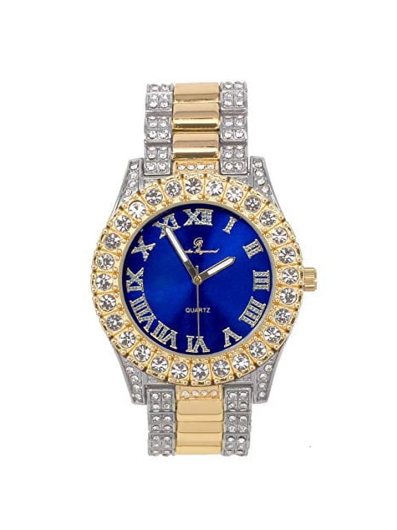 Mens Silver Big Rocks with Roman Numerals Fully Iced Out Colorful Dial Watch - ST10327 RN Single (ST10328TT Blood Red)