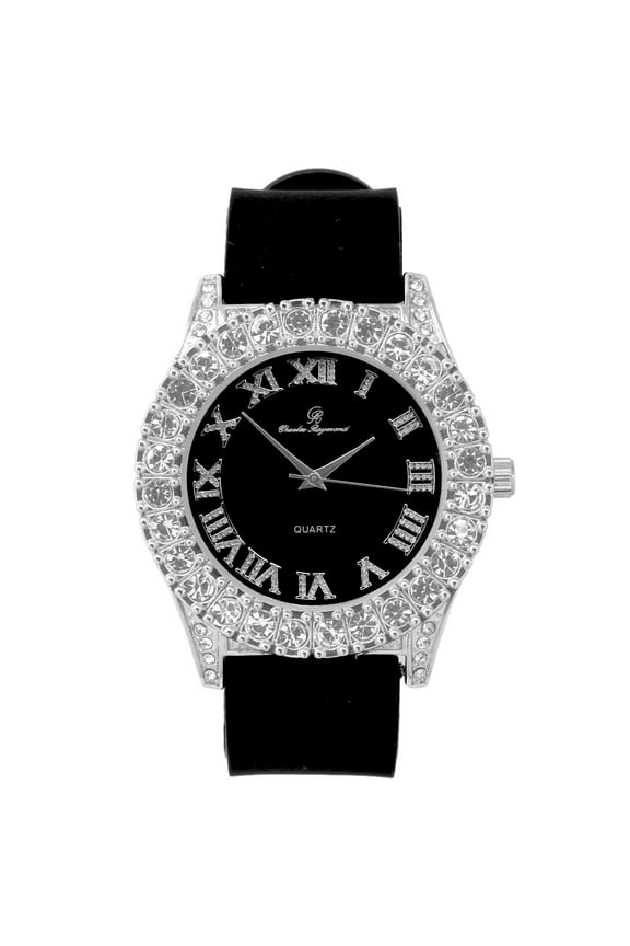 Mens Silver Big Rocks with Roman Numerals Fully Iced Out Colorful Dial Watch - ST10357 RN Single