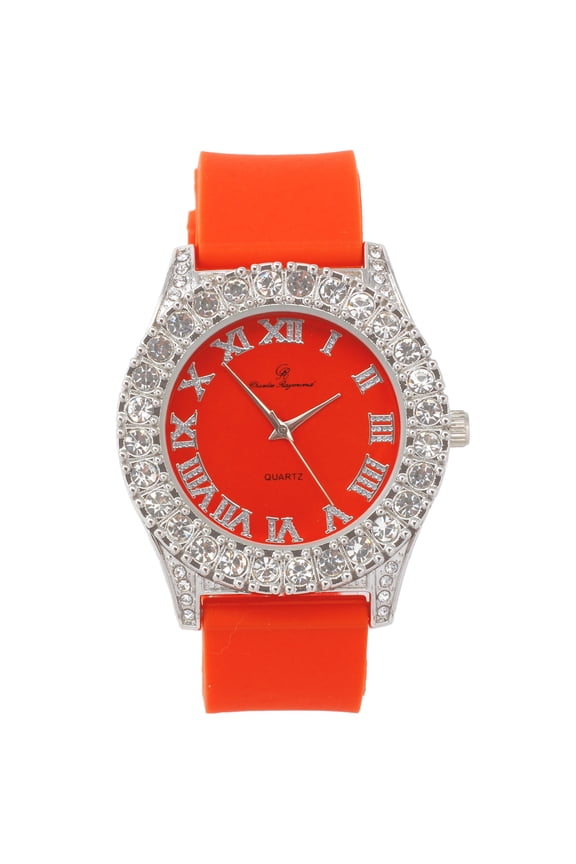 Mens Silver Big Rocks with Roman Numerals Fully Iced Out Spring Summer Colorful Dial Watch - ST10357 RN Single