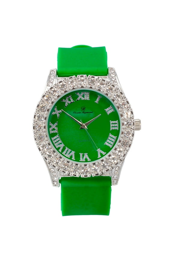 Mens Silver Big Rocks with Roman Numerals Fully Iced Out Spring Summer Colorful Dial Watch - ST10357 RN Single