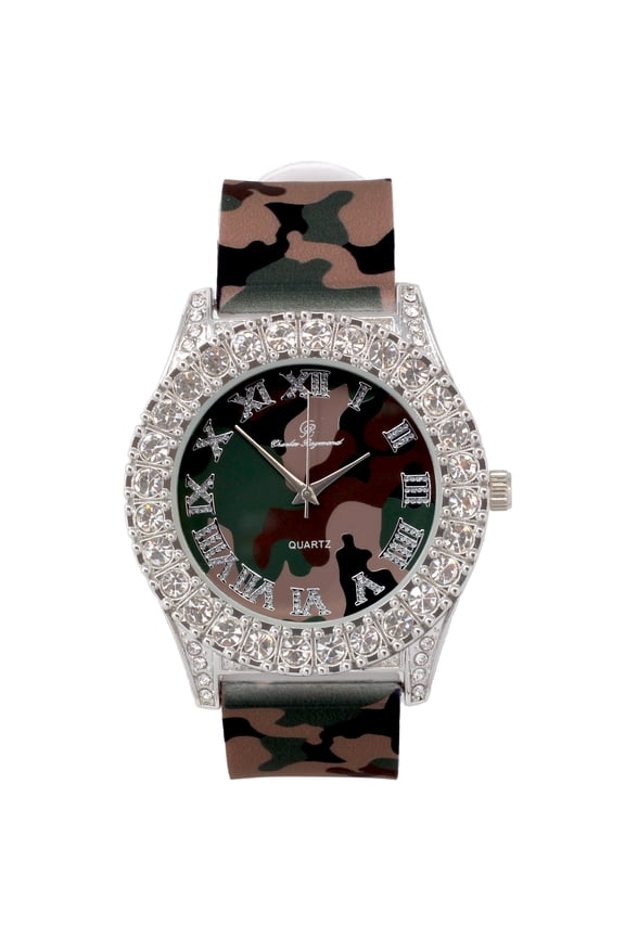 Mens Silver Big Rocks with Roman Numerals Fully Iced Out Spring Summer Colorful Dial Watch - ST10357 RN Single