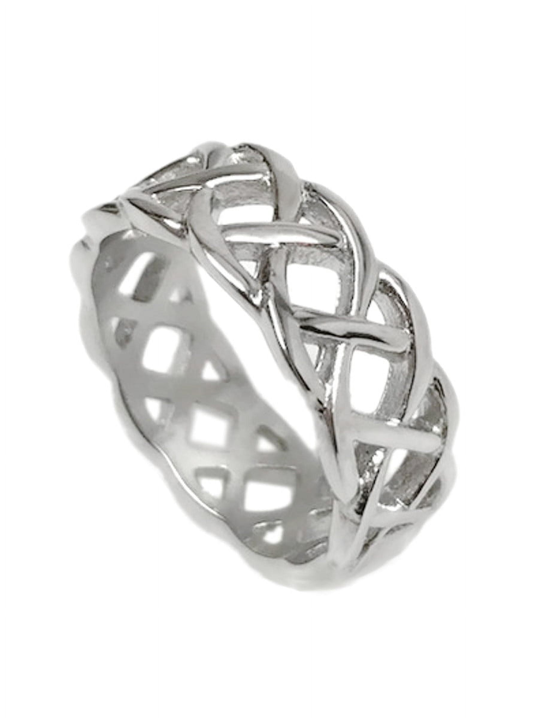 Mens Silver Braided Ring Stainless Steel Celtic Wedding Band  SILVER STAINLESS STEEL BRAIDED RING main image 0