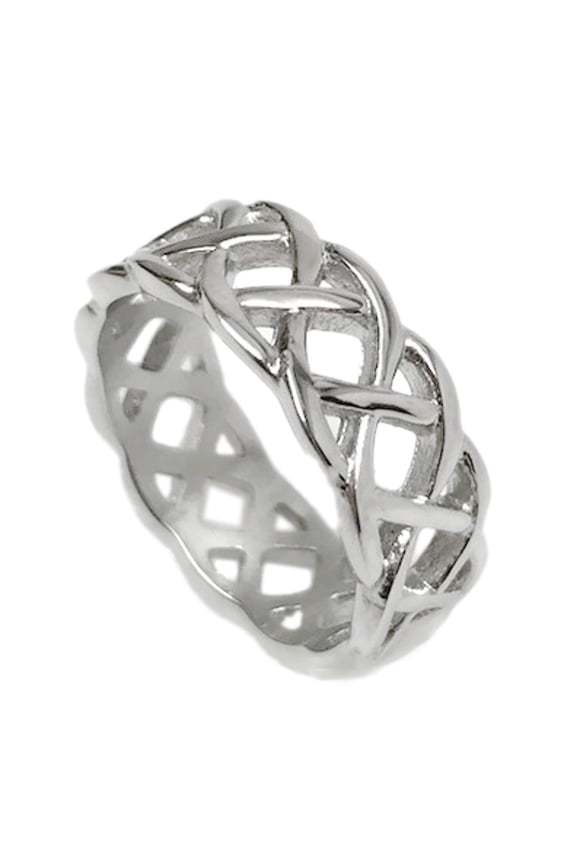 Mens Silver Braided Ring Stainless Steel Celtic Wedding Band (8)