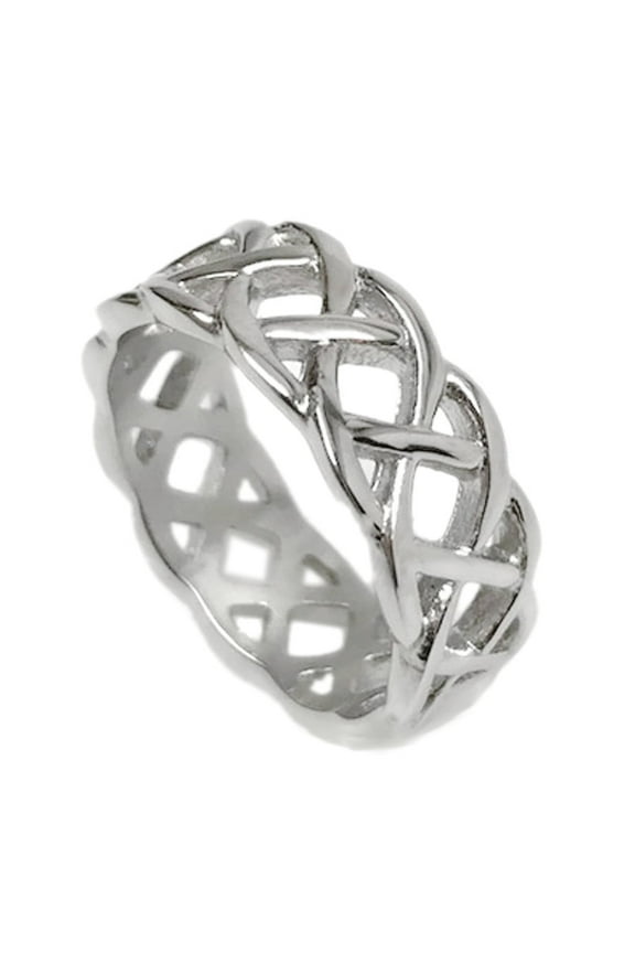 Mens Silver Braided Ring Stainless Steel Celtic Wedding Band (9)