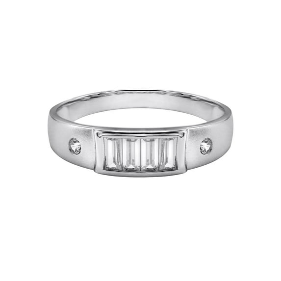 Mens Silver CZ Baguette Wedding Band | Appx 2.5 Grams