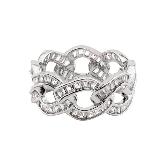 Mens Silver CZ Cuban Ring | Appx 5.5 Grams
