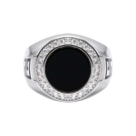 Mens Silver CZ Onyx Signet Ring | Appx 7.7 Grams