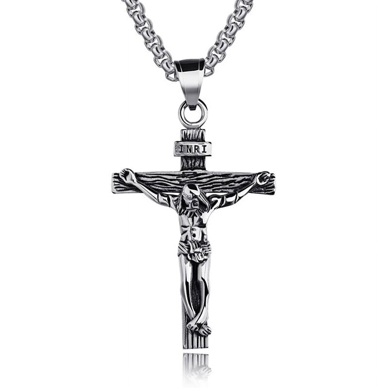 Mens Silver Stainless Steel Jesus Christ Crucifix Cross Pendant Mens Silver Stainless Steel Jesus Christ Crucifix Cross Pendant