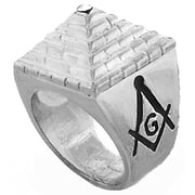 Mens Silver Tone Freemason Masonic Mason Square Pyramid Ring 8