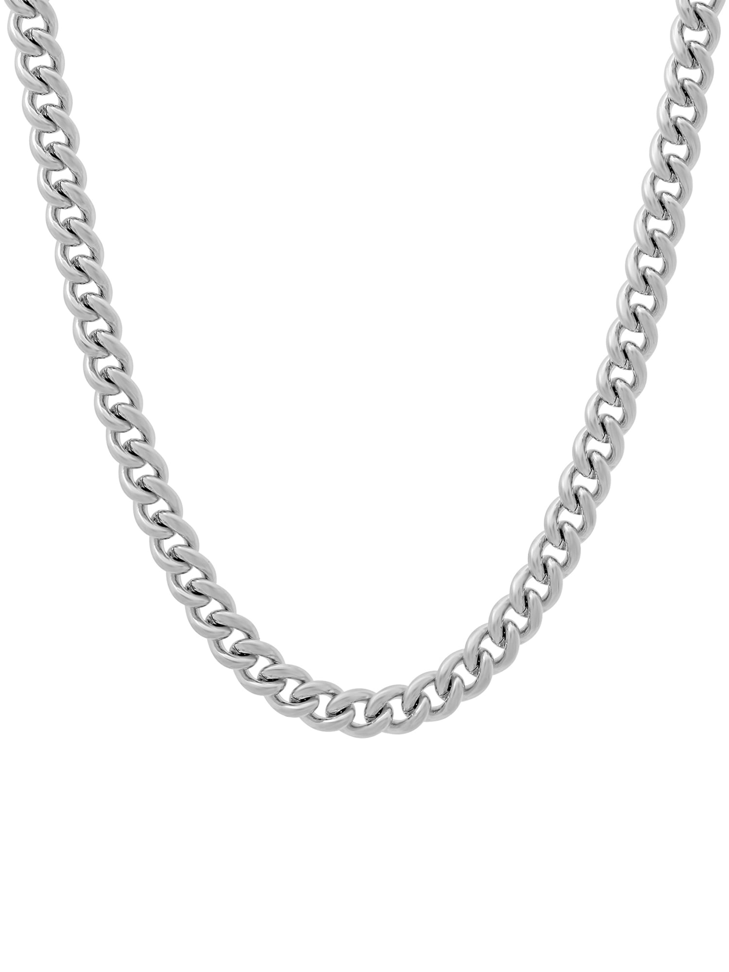 Mens Silver-Tone Stainless Steel 18" Curb Link Chain Necklace by Brilliance Fine Jewelry
