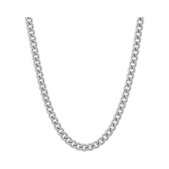 Mens Silver-Tone Stainless Steel 24" Curb Link Chain Necklace by Brilliance Fine Jewelry