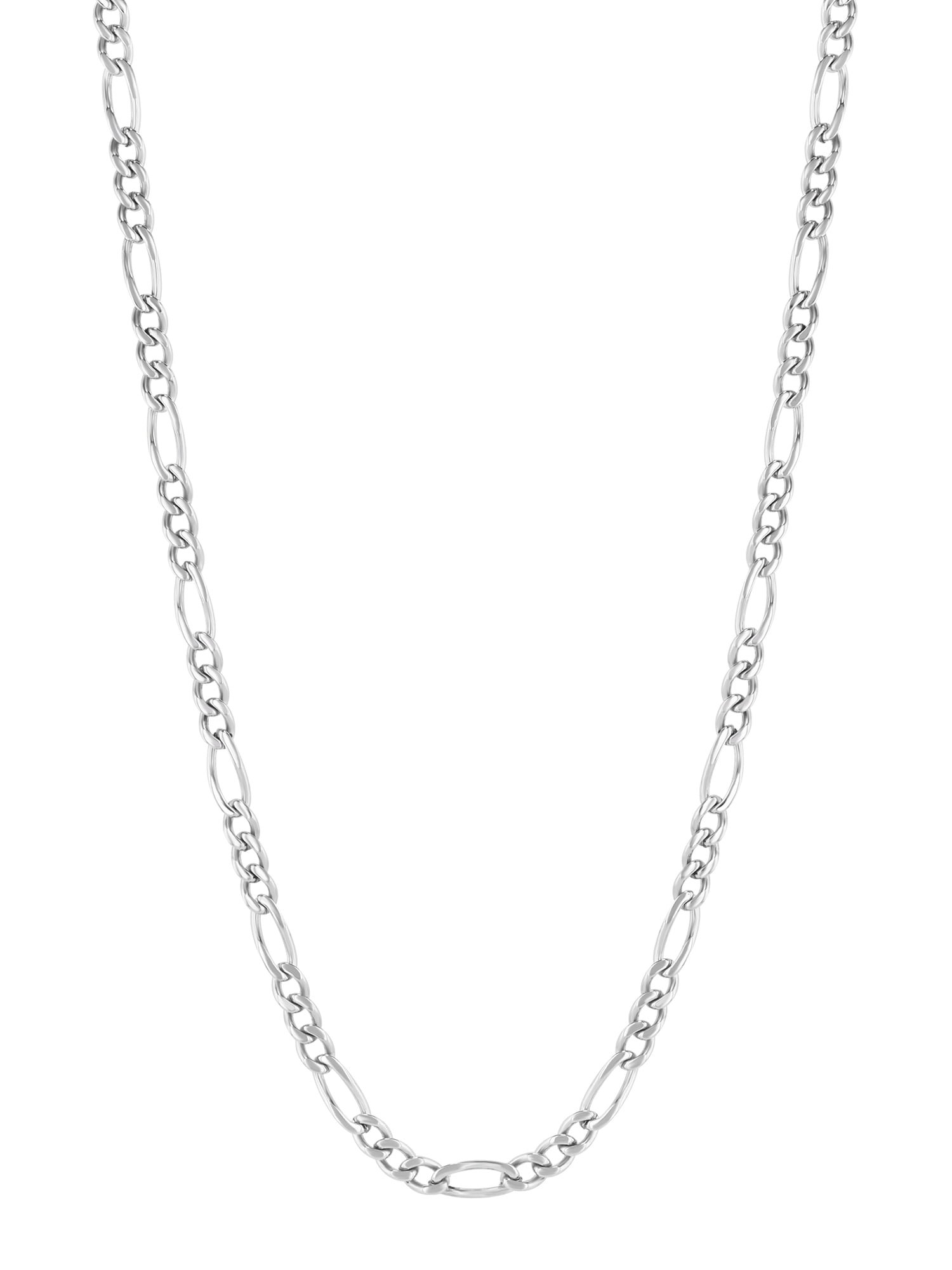 Mens Silver-Tone Stainless Steel Figaro 18" Link Chain Necklace