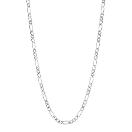 Mens Silver-Tone Stainless Steel Figaro 20" Link Chain Necklace
