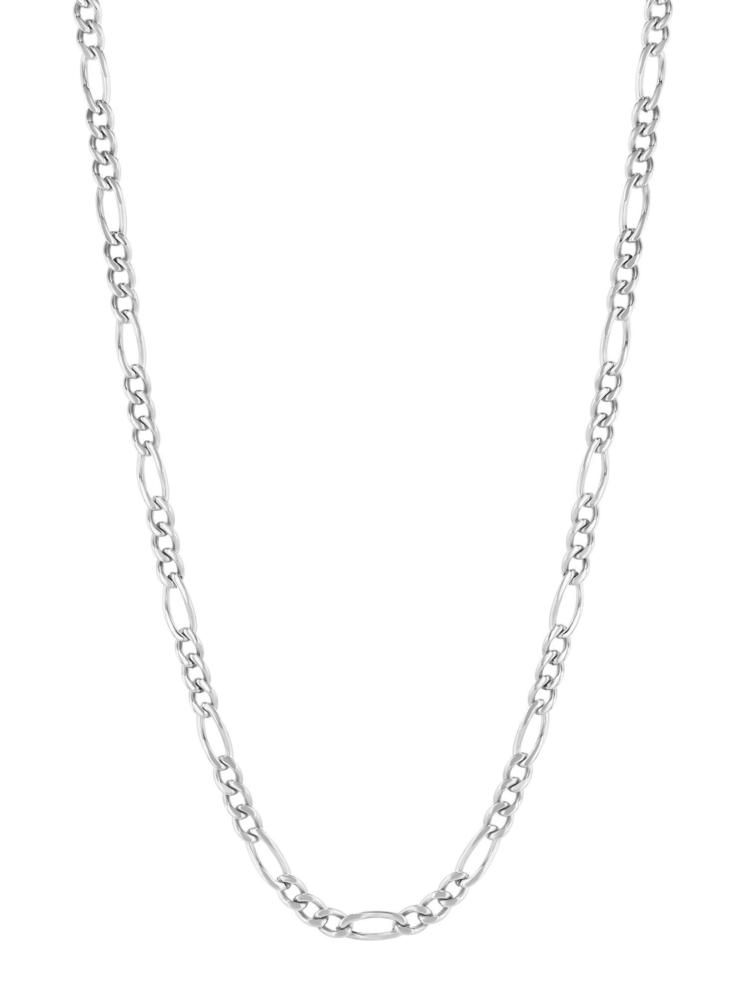 Mens Silver-Tone Stainless Steel Figaro 22" Link Chain Necklace