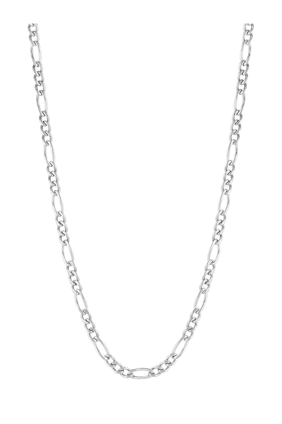 Mens Silver-Tone Stainless Steel Figaro 24" Link Chain Necklace