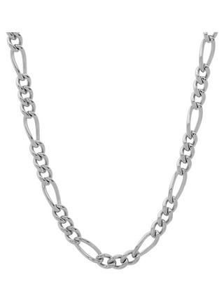 Mens Silver-Tone Stainless Steel Rope Link Chain Necklace