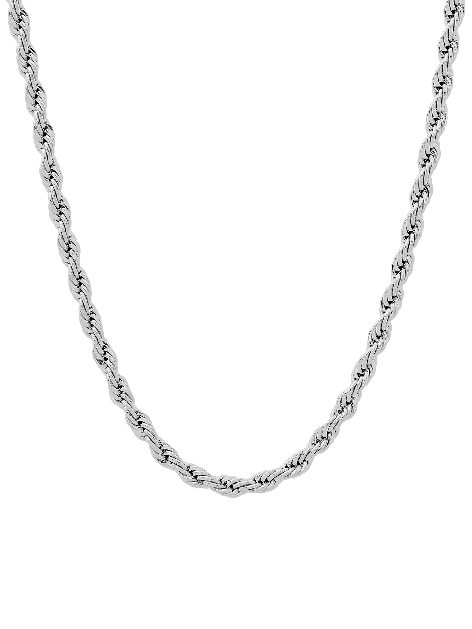 Men S Stainless Steel Rope Chain, Silver