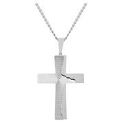 Men's Silver-Tone Stainless Steel The Lord's Prayer Tablet Cross Pendant - Brilliance Fine Jewelry