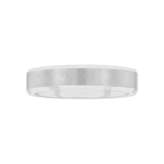 Mens Silver-Tone Tungsten 5MM Plain Beveled Comfort Fit Wedding Band - Mens Ring