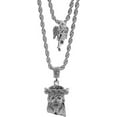 thumbnail image 1 of Mens Silver Tone Two Piece Iced Jesus & Angel Set Pendant Hip Hop 24" & 30" Rope Chain MHC-02G, 1 of 1