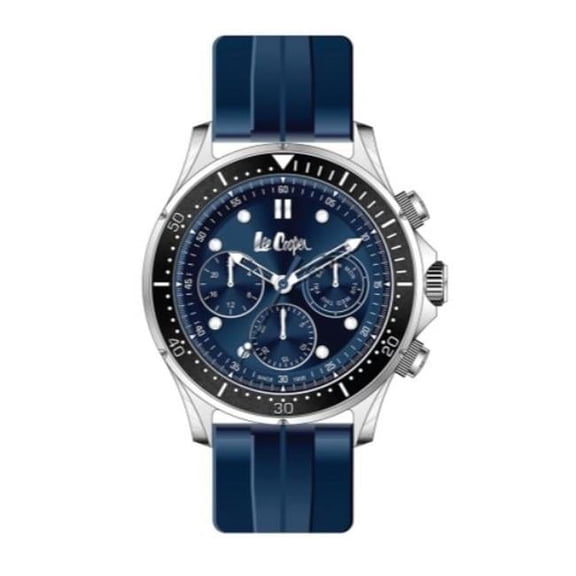 Mens Silver Watch with Blue Dial