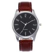 Mens Simple Business Fashion Leather Quartz Wrist Watch