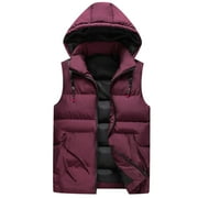 JIANSHISHANG Mens Simple Casual Fashion Trend Cotton Vest Warm Hooded Vest Coat