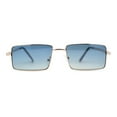 thumbnail image 1 of Mens Simple Classy Slim Rectangle Metal Rim Sunglasses Gold Blue, 1 of 4
