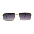 thumbnail image 1 of Mens Simple Classy Slim Rectangle Metal Rim Sunglasses Gold Smoke, 1 of 4
