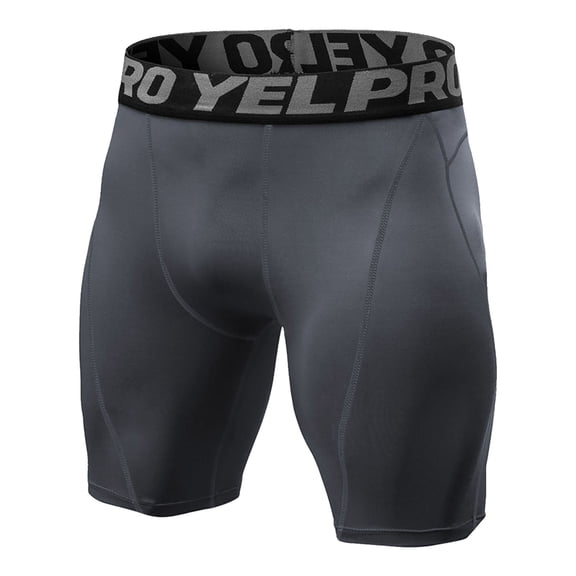 Mens Simple Exercise Tight Fitness Running Stretch Basketball Base Training Compression Pants Fitness Pants Short Pants Dark Gray M