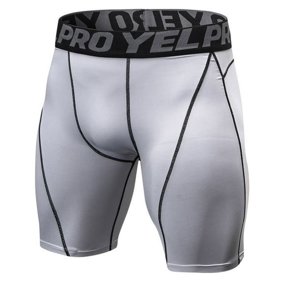 Mens Simple Exercise Tight Fitness Running Stretch Basketball Base Training Compression Pants Fitness Pants Short Pants White S