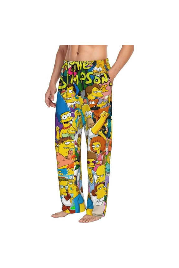 Mens Simpsons Pajama Pants Sleepwear Pajamas Vacation Sleep Pant With Pockets