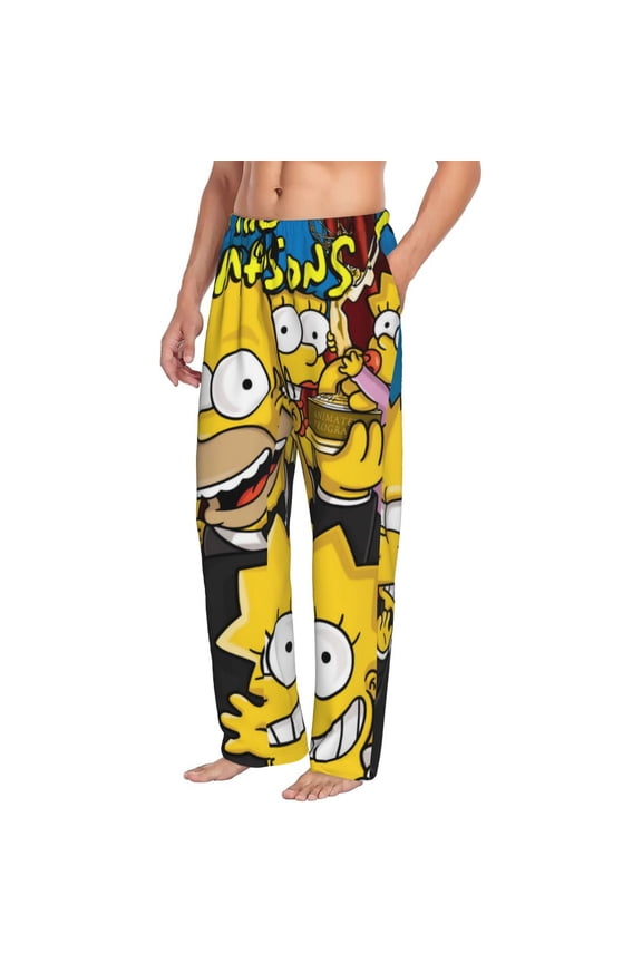 Mens Simpsons Pajama Pants Sleepwear Pajamas Vacation Sleep Pant With Pockets