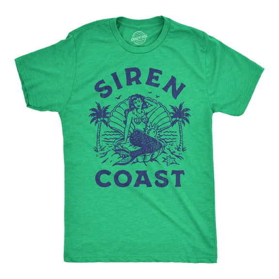 Mens Siren Coast T Shirt Funny Tropical Mermaid Beach Lovers Tee for Guys Graphic Tees