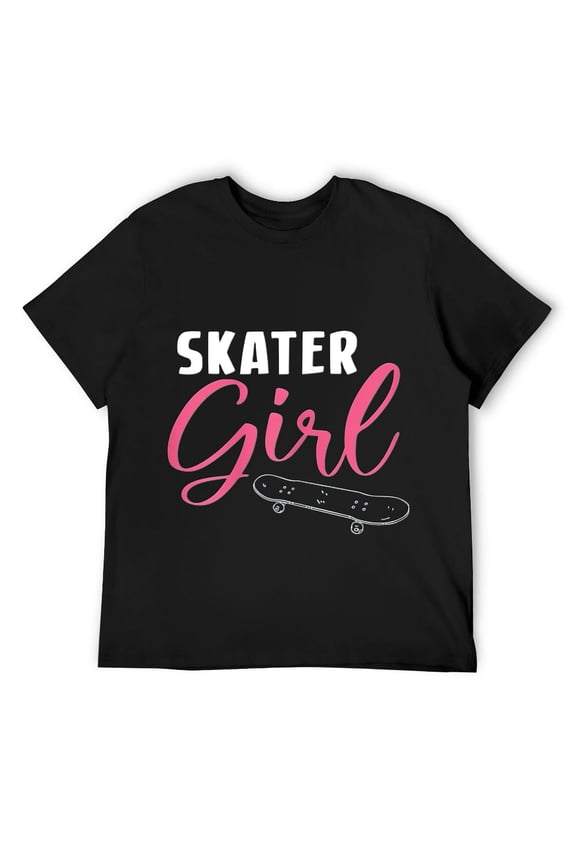 Mens Skater Girl Skateboard Skateboarding Freestyle Pipe Board T-Shirt Black 3XL
