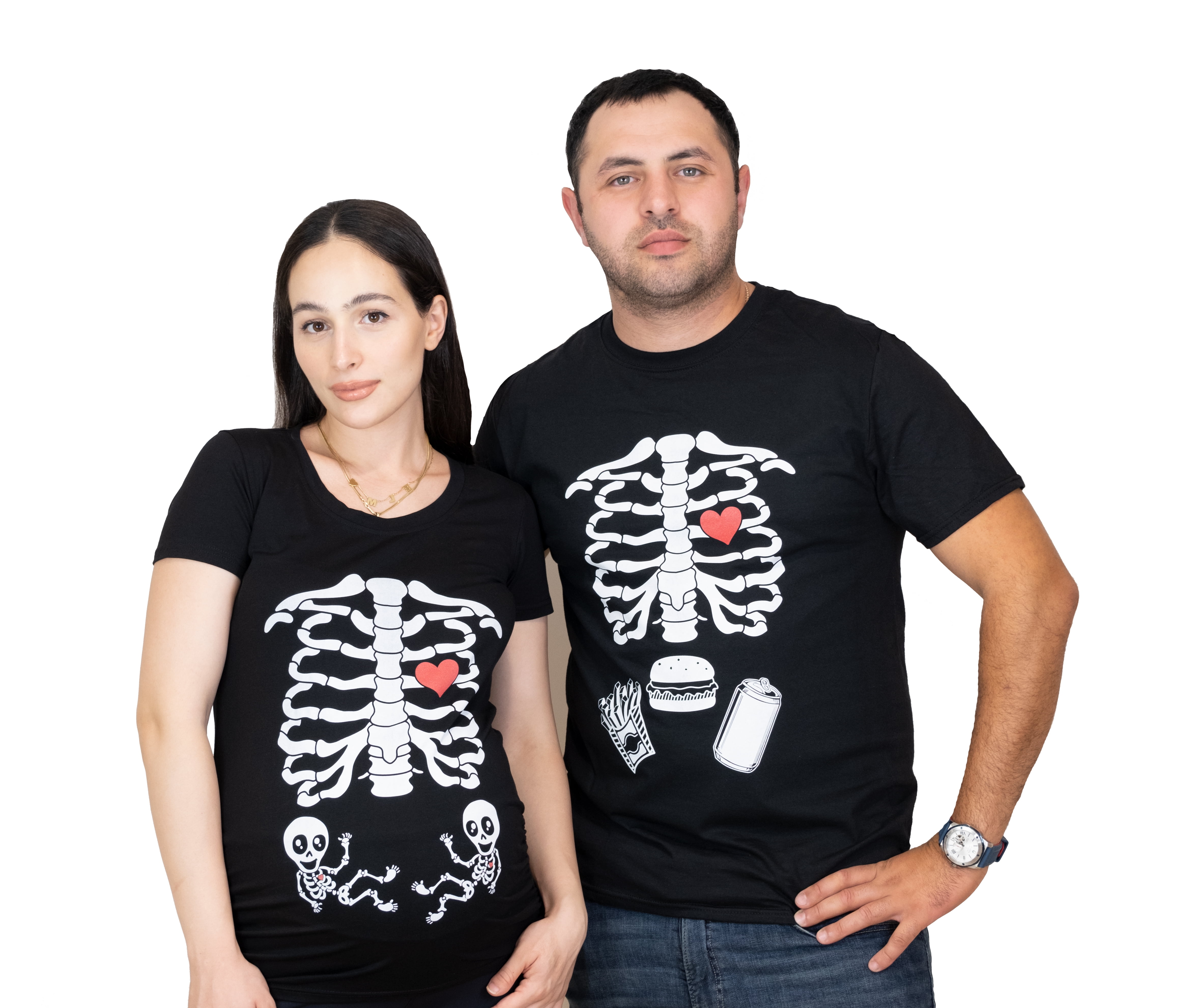 Silver Lake T-shirts Womens Pregnancy Skeleton Twin Babies X-Ray T-shirts Halloween Party Funny Shirt (Maternity Medium), Infant Unisex, Black