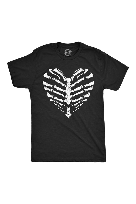 Mens Skeleton Ribcage Heart Funny T Shirt Spooky Novelty Tee for Men Graphic Tees