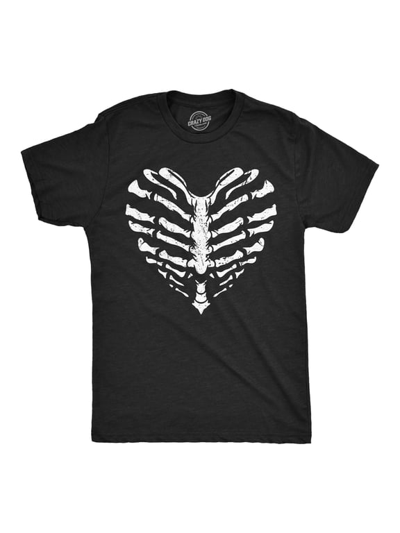 Mens Skeleton Ribcage Heart Funny T Shirt Spooky Novelty Tee for Men Graphic Tees