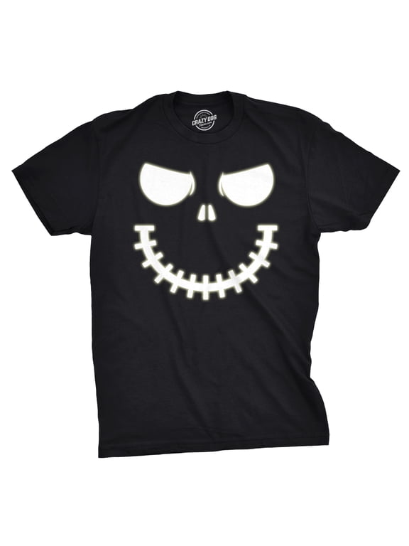 Mens Skeleton Zipper Pumpkin Face T Shirt Glow In The Dark Halloween Tee Graphic Tees