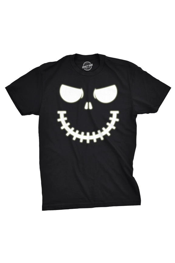 Mens Skeleton Zipper Pumpkin Face T Shirt Glow In The Dark Halloween Tee Graphic Tees