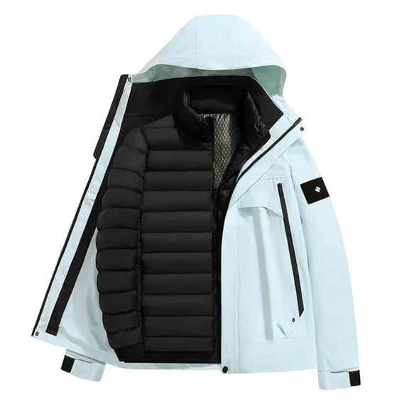 Mens Ski Jacket 2 in 1 Waterproof Snow Coat Winter Thick Warm Snowboarding Mountain Windbreaker Outwear