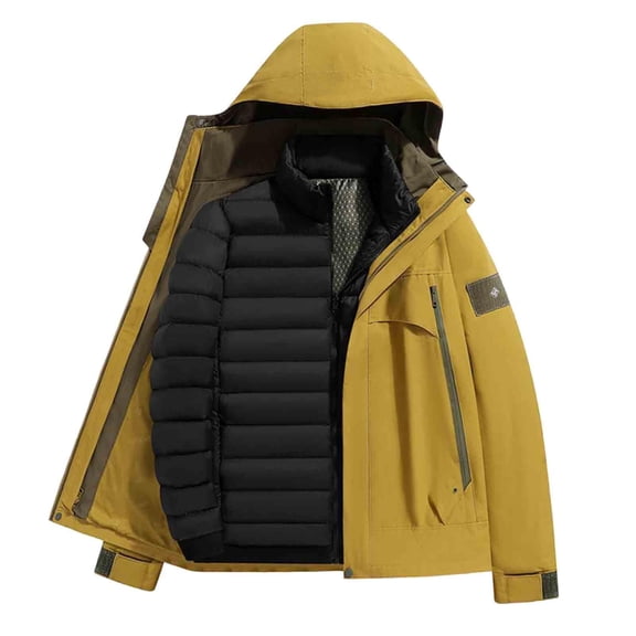 Mens Ski Jacket 2 in 1 Waterproof Snow Coat Winter Thick Warm Snowboarding Mountain Windbreaker Outwear