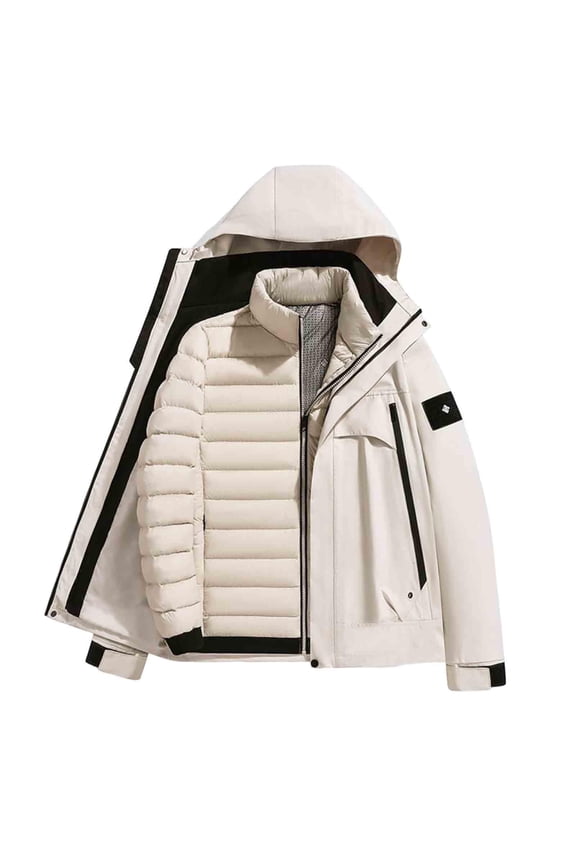 Mens Ski Jacket 2 in 1 Waterproof Snow Coat Winter Thick Warm Snowboarding Mountain Windbreaker Outwear