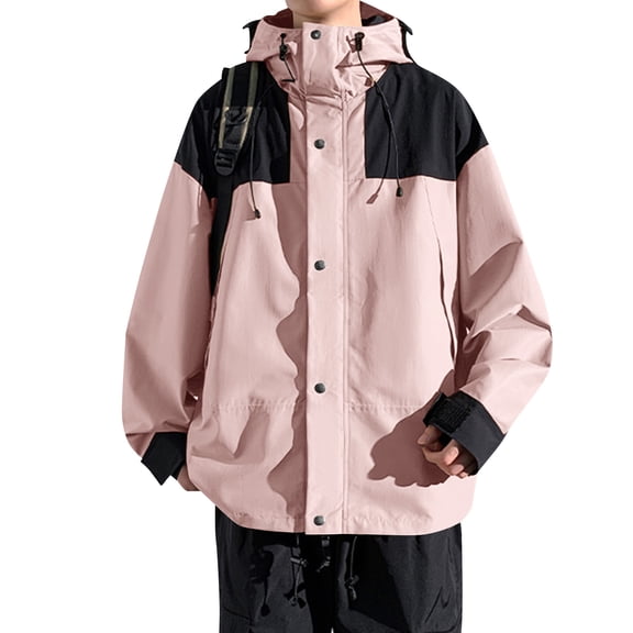 Mens Ski Jacket Waterproof Insulated Winter Outdoor Snow Coat Skiing Snowboard Jacket Oversize for Men Women for Cold Weather, Snowy Conditions and Winter Outdoors, Pink, L