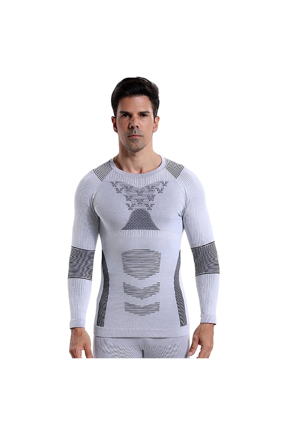 Mens Ski Thermal Underwear Tops Long Sleeve Raglan Shirts Winter Warm Workout Quick Dry Base Layers White, S