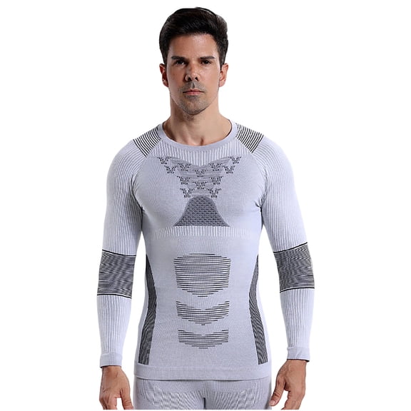 Mens Ski Thermal Underwear Tops Long Sleeve Raglan Shirts Winter Warm Workout Quick Dry Base Layers White, S
