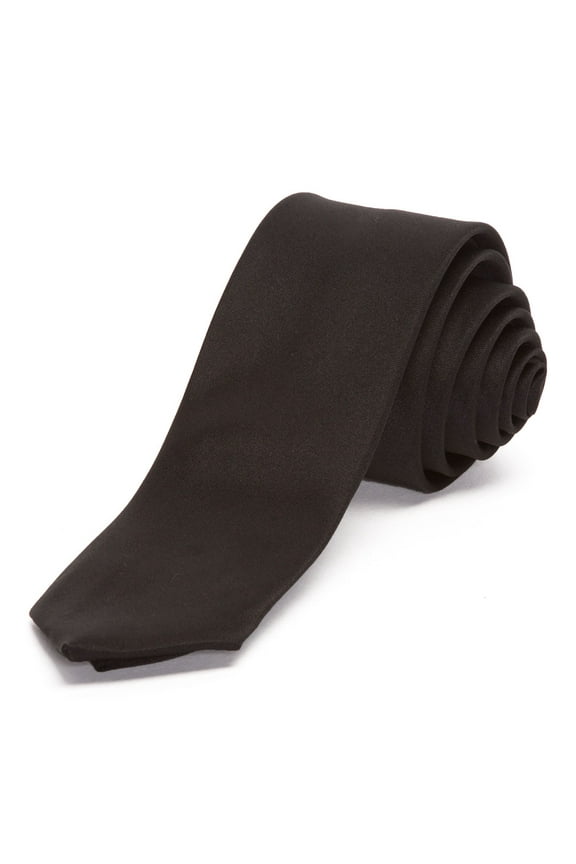 Mens Skinny 1.5" Inch Solid Black Necktie Tie